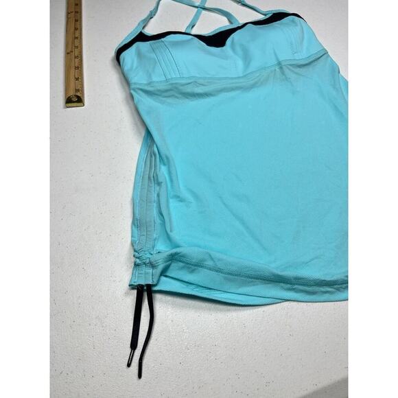 Lululemon Women’s Turquoise Built In Bra Side Scrunch Work out Top Y2K 8 - Picture 6 of 9